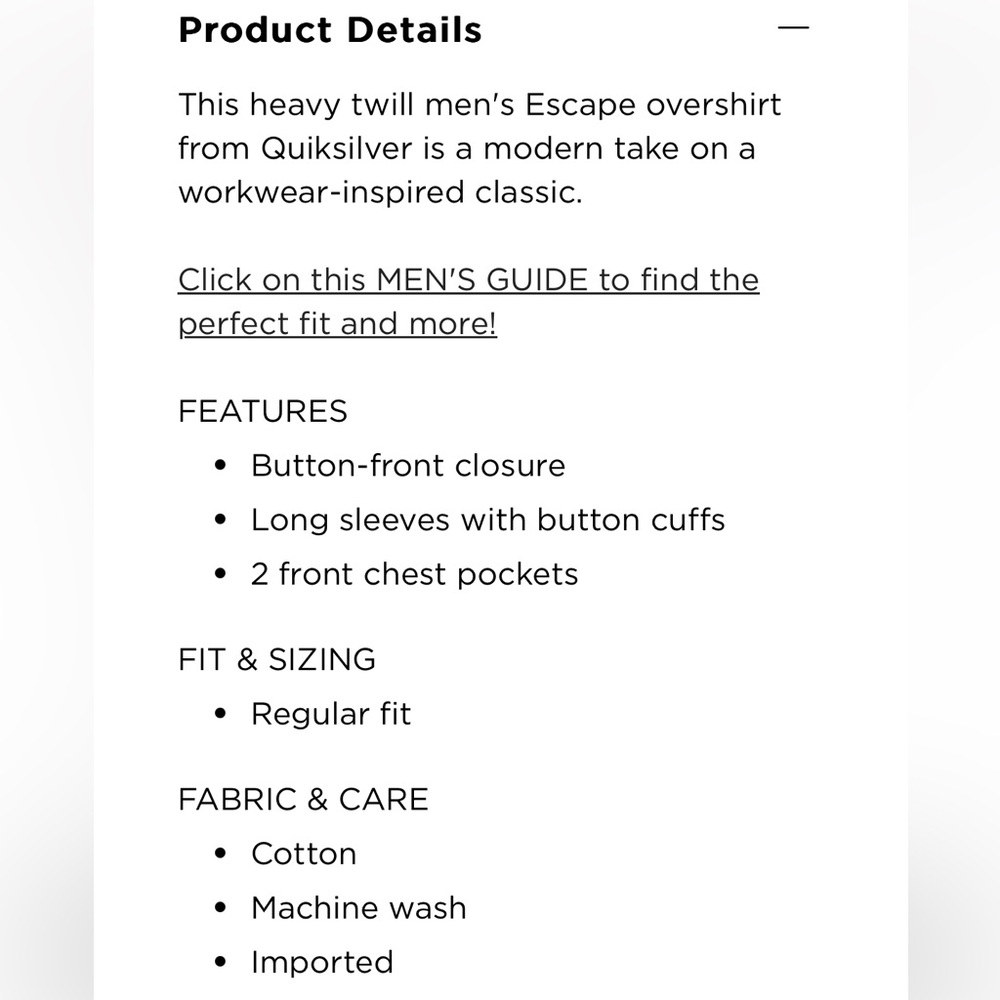 NWT! Men's Quiksilver Long Sleeve Button Down Overshirt - Picture 4 of 11